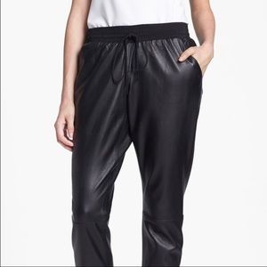 Trina Turk Black Real Leather Trousers/Joggers